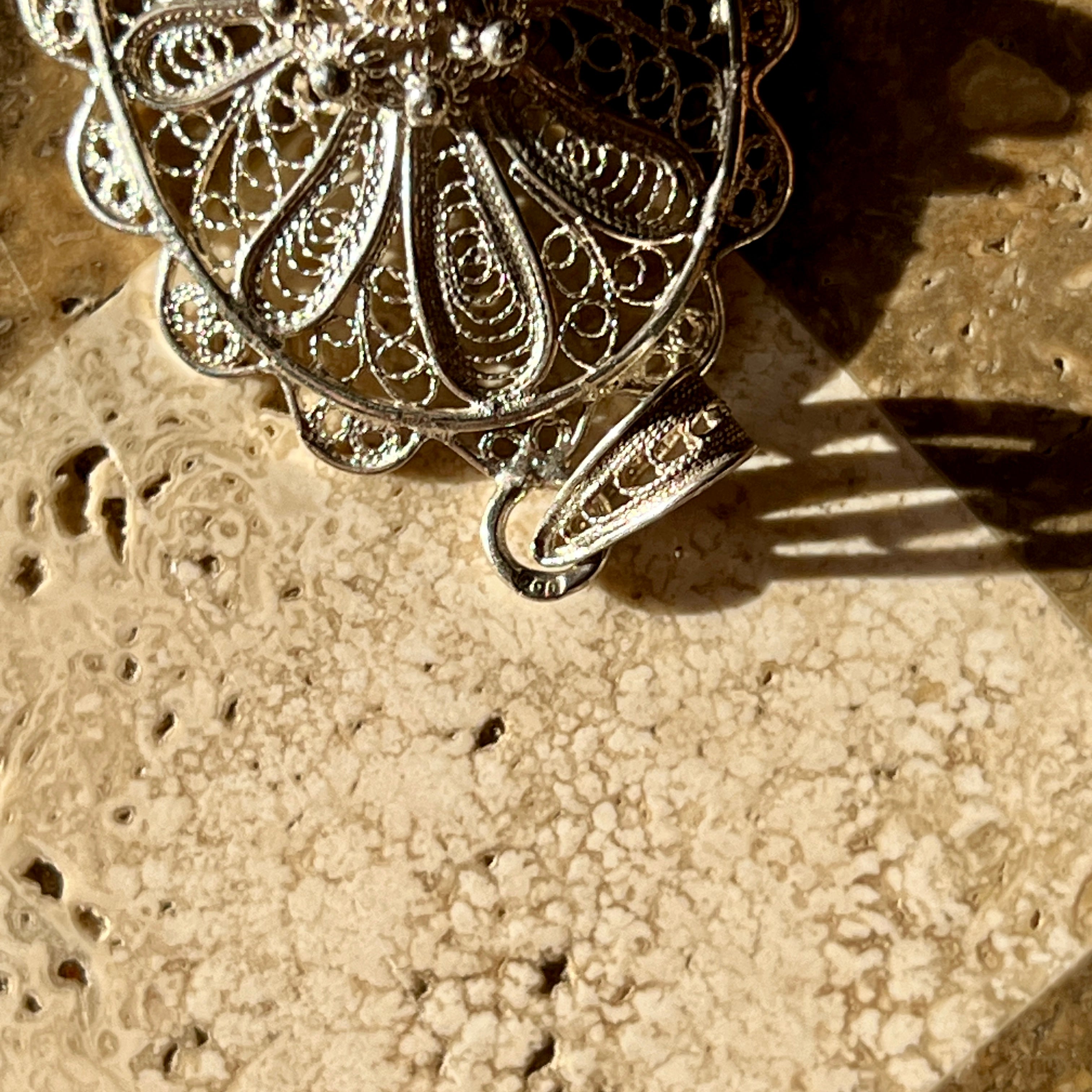 Vintage Silber Filigran-Anhänger – Florales Medaillon